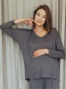 Longsleeve ciążowy i do karmienia MOCHA stalowy