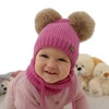 Czapka i komin dla dziewczynki, zimowy komplet, czarny, 100% wełniany merino, podszyty polarem wełnianym, Lumia
