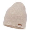 Czapka jesienna, zimowa damska, beżowa, 100% wełniana merino, Flerra