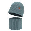 Czapka i komin dla chłopca, zimowy komplet, 100% wełniany merino, niebieski Serimo