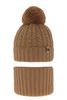Czapka i komin dla chłopca zimowy komplet, camel, z pomponem Almond