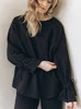 Bluza ciążowa i do karmienia z troczkami - Czarna