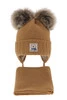 Czapka i szalik dla chłopca zimowy komplet, camel, z dwoma pomponami Jewel