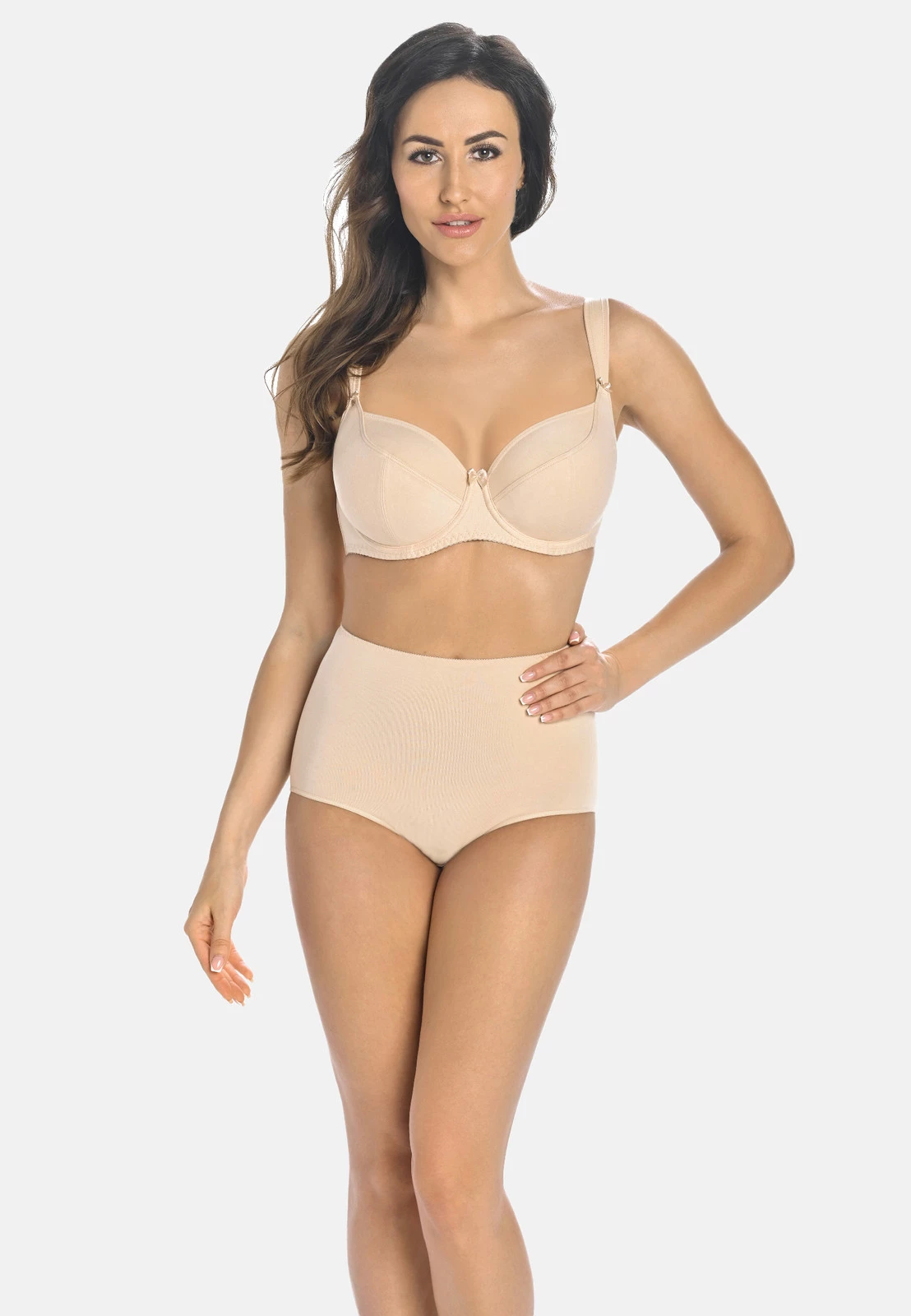 Bawełniany miękki biustonosz z fiszbinami Eco comfort beżowy