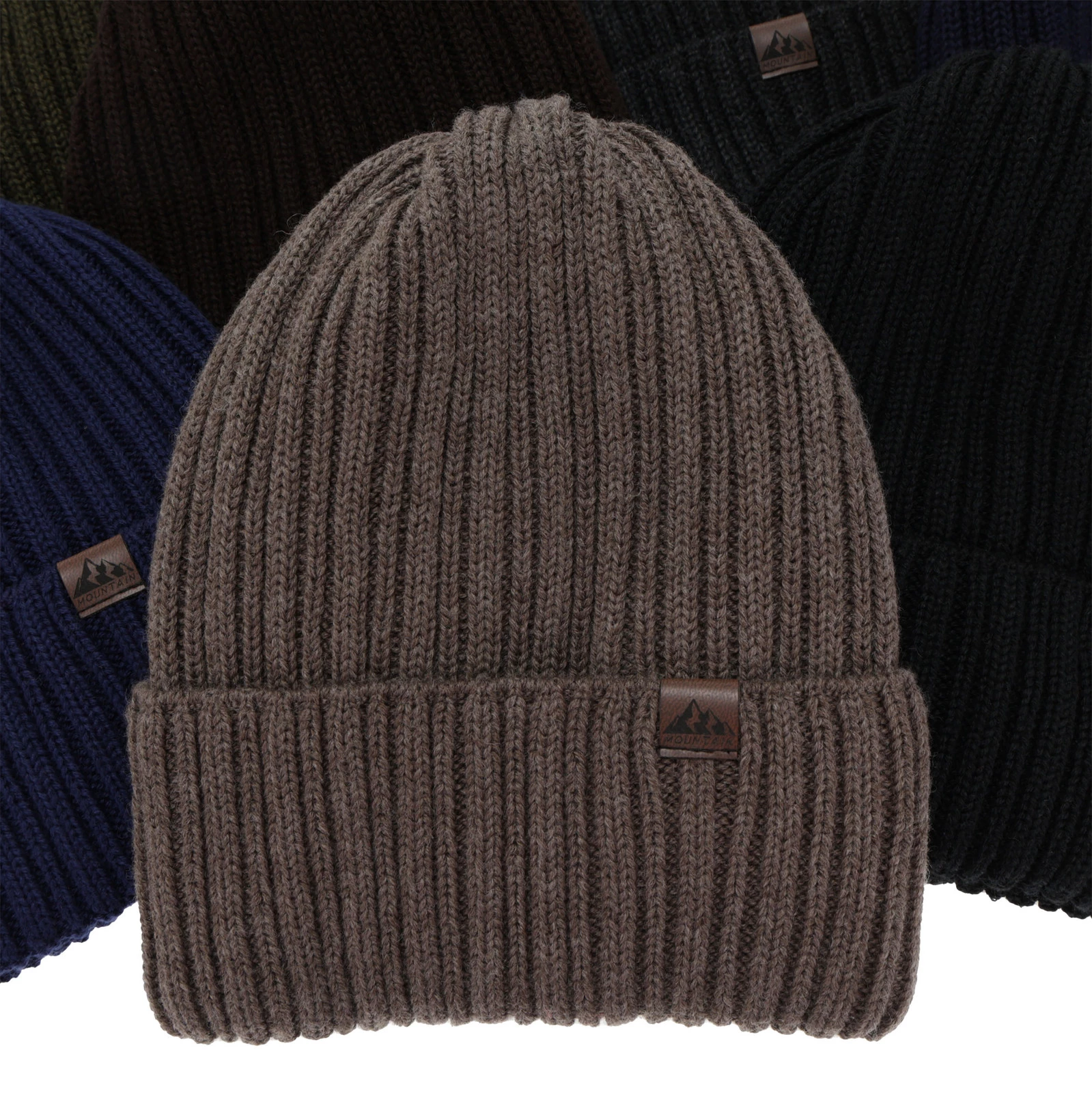 Czapka zimowa męska, camel, z wełną merino Huno