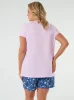 Tulip piżama damska krótki rękaw, krótkie spodnie różowy/druk