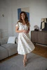 Sukienka ciążowa i do karmienia z lnem Lovely Dress Midi w pistacjowe grochy