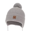 Czapka zimowa dla chłopca, szara, 100% wełniana merino, podszyta wełnianym polarem, wiązana Tofik