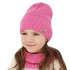 Czapka i komin dla dziewczynki jesienny, wiosenny komplet, jasnoróżowy, 100% wełniany merino Itra