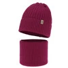 Czapka i komin dla dziewczynki, zimowy komplet, amarantowy, 100% wełniany merino, Patricia