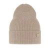 Czapka damska zimowa, ciemnobeżowa, 100% wełniana merino, Sophie