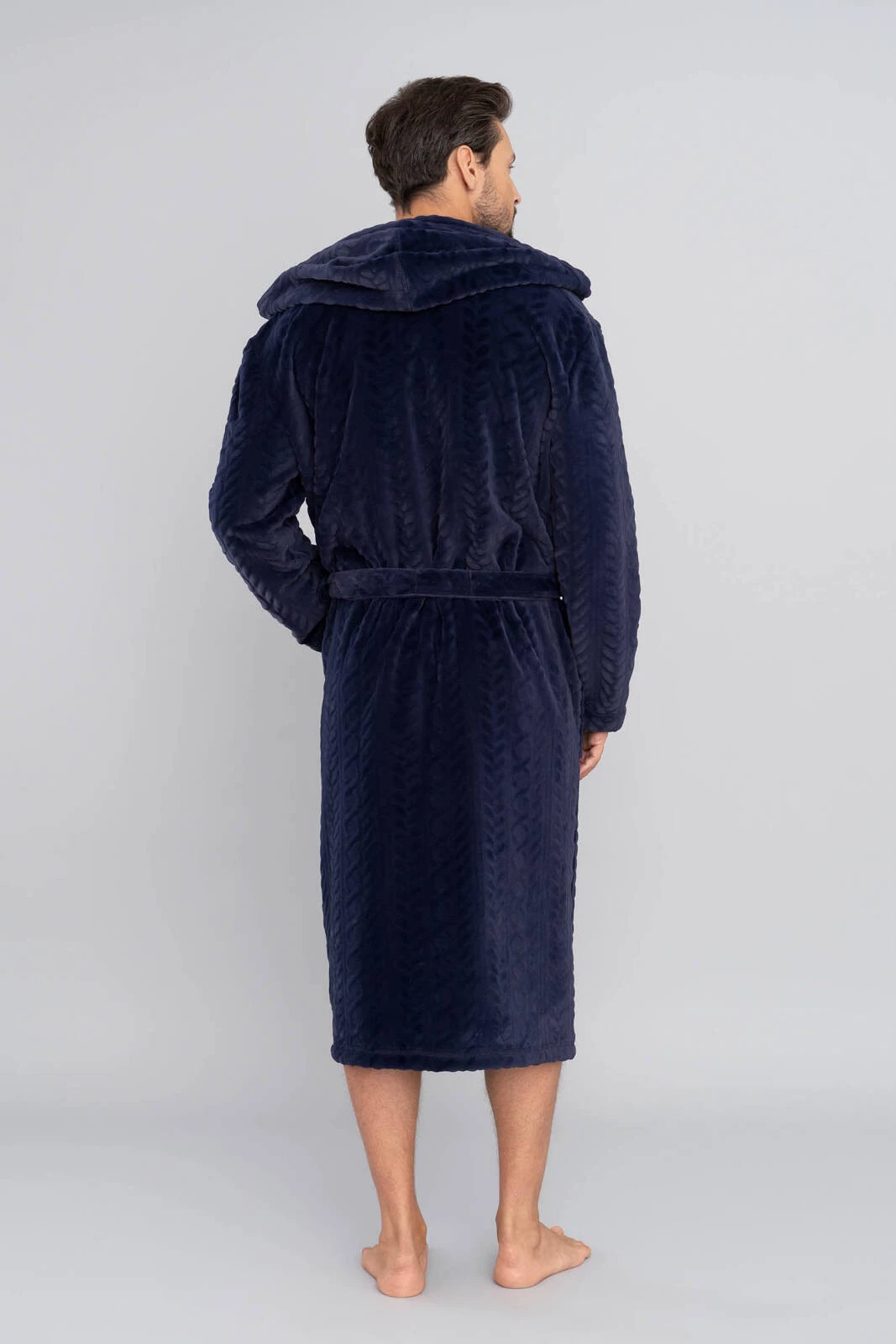 Zygmunt szlafrok męski długi rękaw granatowy