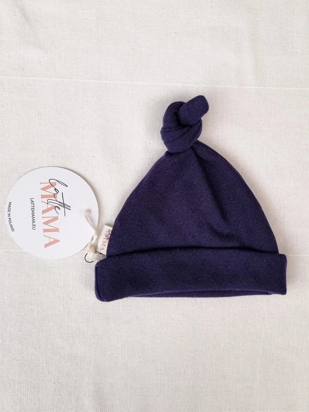 Czapeczka niemowlęca ażurowa granatowa