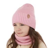 Czapka i komin dla dziewczynki zimowy komplet, różowy, 100% wełniana merino Nelita