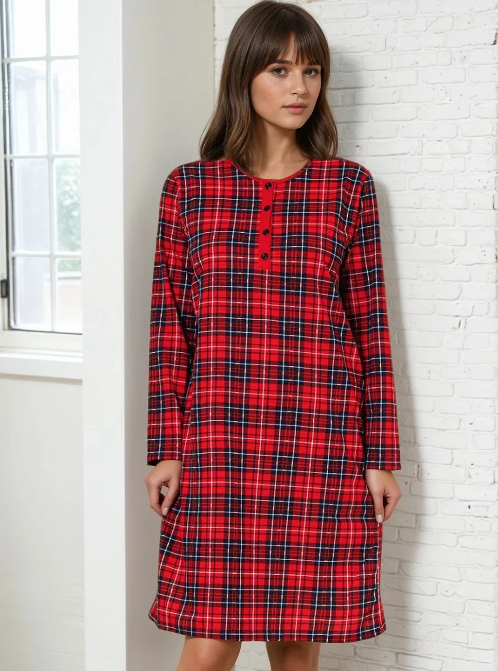 Koszula ciążowa DR Krata - czerwona