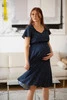 Sukienka ciążowa i do karmienia Lovely Dress Midi krótki rękaw granatowa w groszki