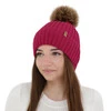 Czapka zimowa damska, amarantowa, z wełną merino, Zamira