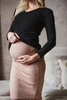Spódnica ciążowa Tummy z dzianiny w prążki beżowa
