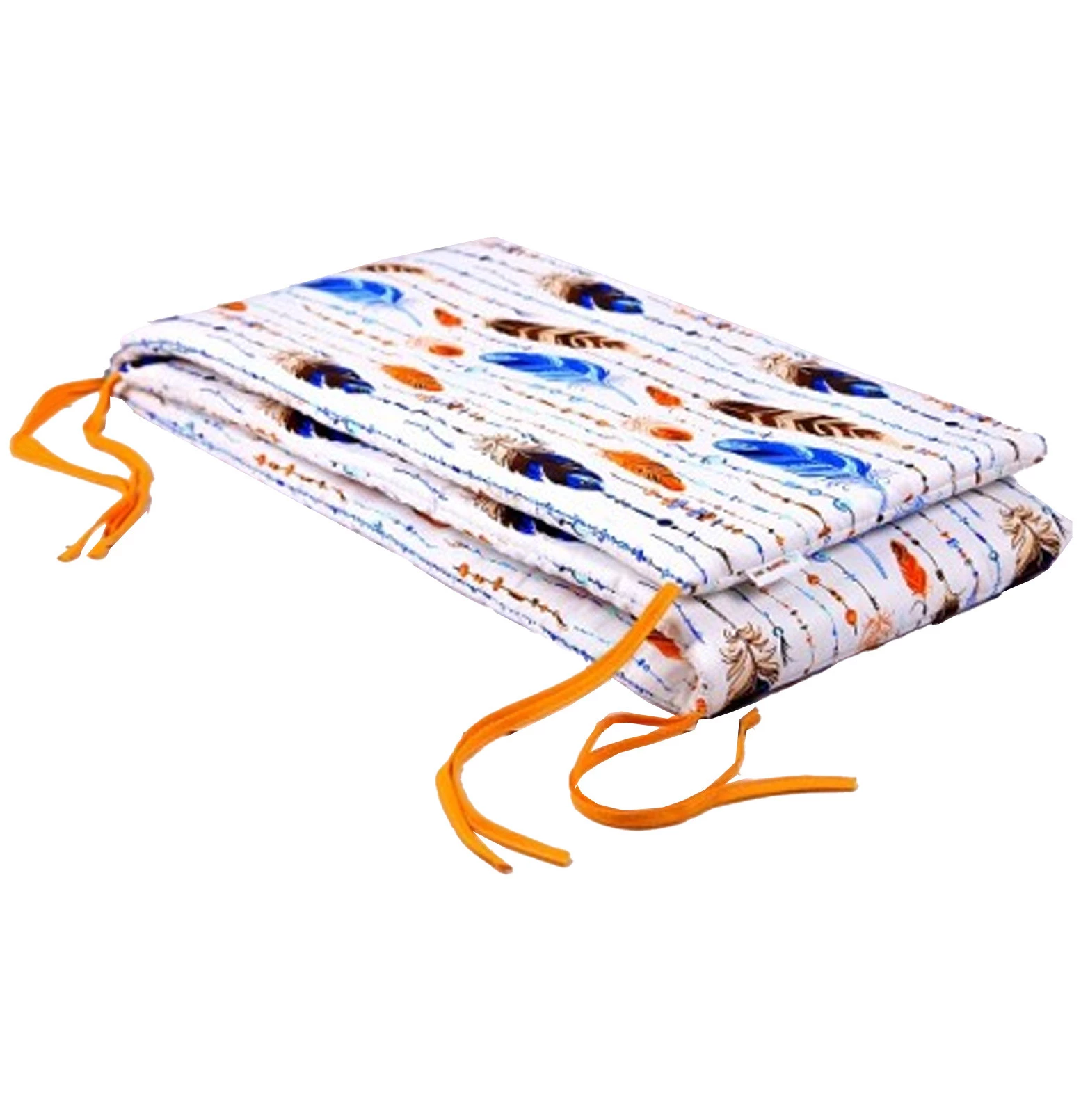 Ochraniacz Na Szczebelki 180x30 Do Łóżeczka 120x60 - piórka pomarańczowe