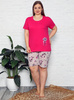 Piżama Plus Size Flowers - różowy