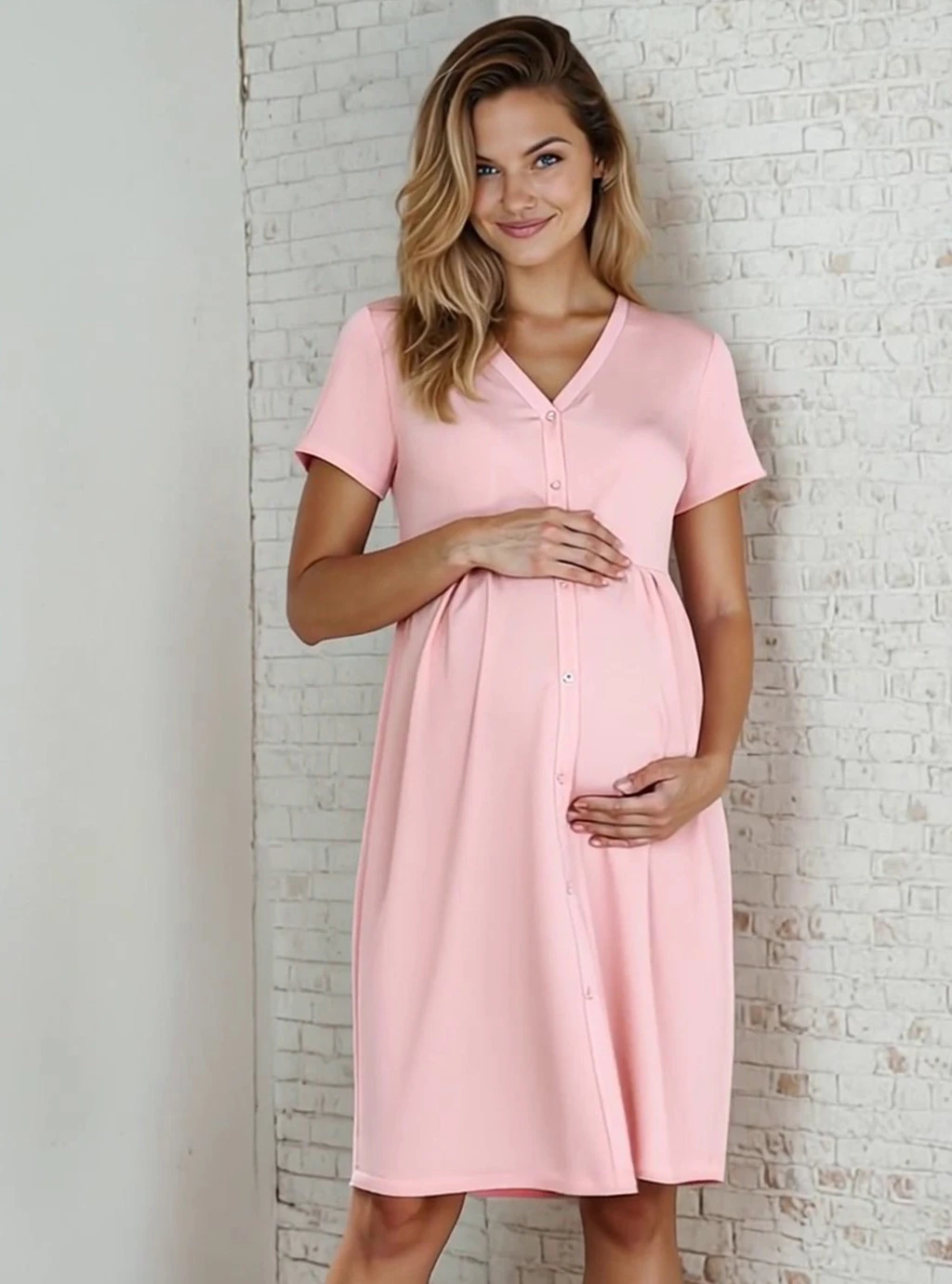 Koszula ciążowa do karmienia Mili - brudny róż