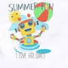 Biały t-shirt niemowlęcy SUMMER ROBOTS   z bawełny organicznej dla chłopca