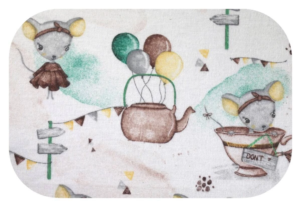 Pieluszka Flanelowa Myszka w filiżance brązowo-żółta 70x80