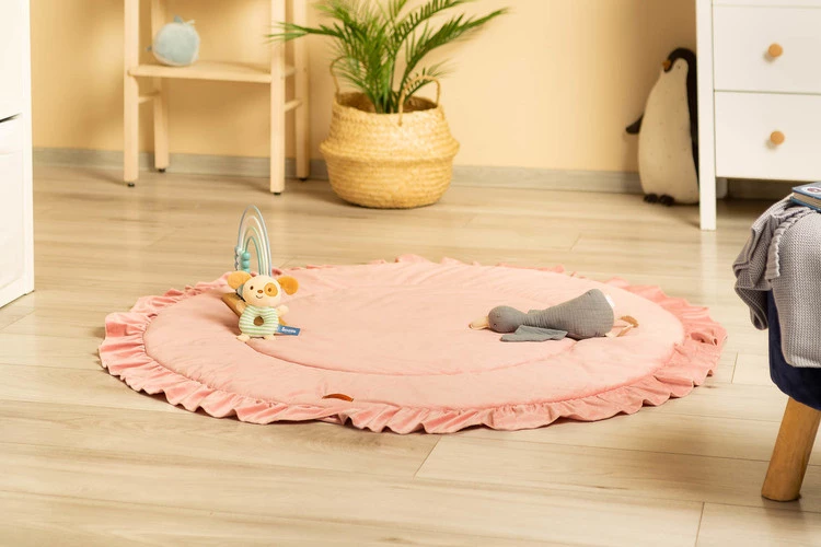 Sensillo Mata Do Zabawy Falbanka Velvet Brudny Retro Róż