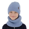 Czapka i komin podszyty bawełną dla chłopca zimowy komplet, brązowy, z wełną merino, Colton