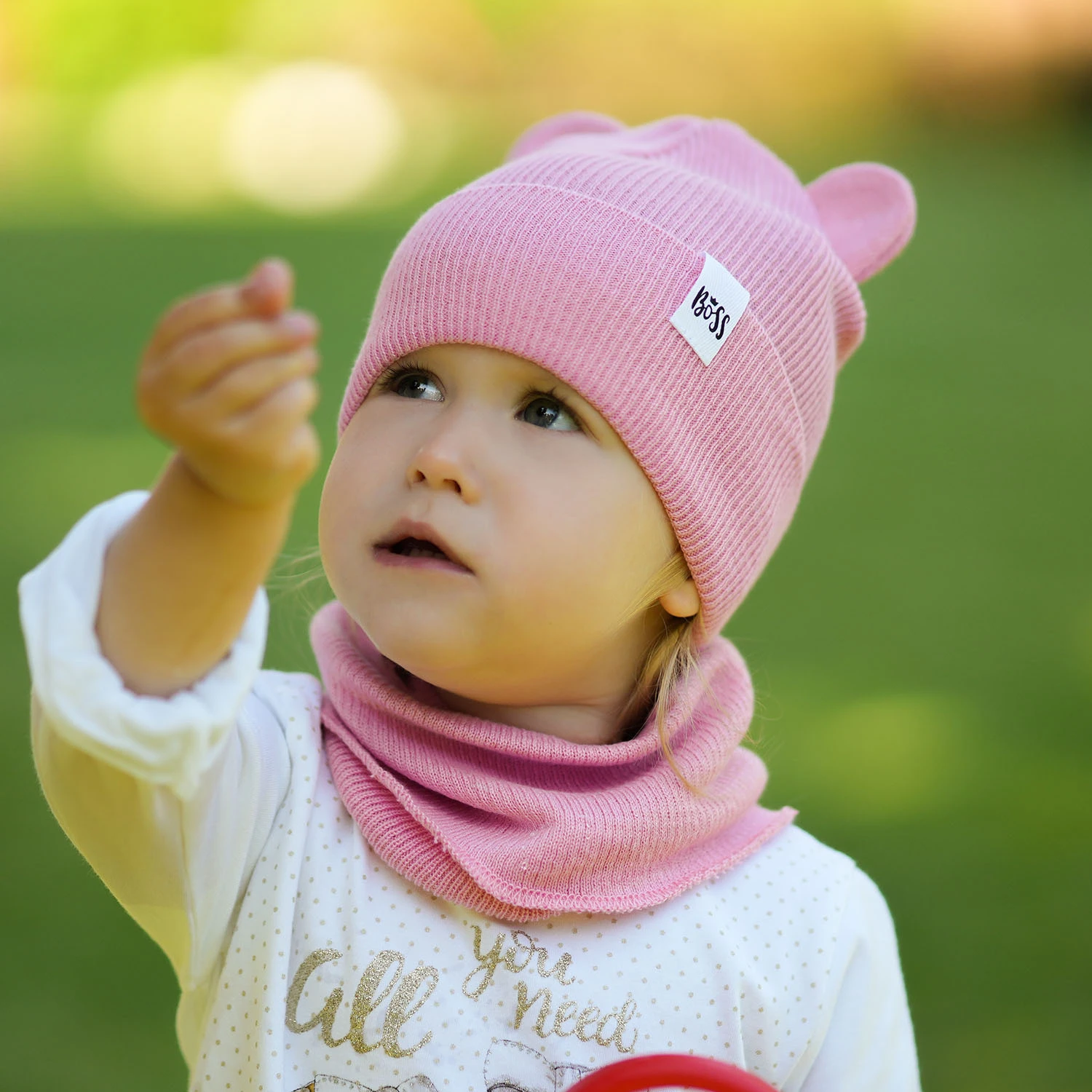 Czapka i komin dla dziewczynki jesienny, wiosenny komplet, z bawełną, czarny Kajra