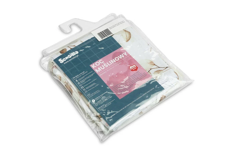 Sensillo Koc Muślinowy 80x100 Eukaliptus Biały