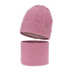 Czapka i komin dla dziewczynki zimowy komplet, fioletowy, 100% wełniany merino Jenny