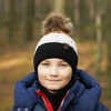 Czapka i komin dla chłopca zimowy komplet, niebieski, z pomponem Karmel