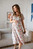Sukienka ciążowa i do karmienia Lovely Dress Midi krótki rękaw błękitna w owoce