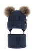 Czapka i komin dla chłopca zimowy komplet, granatowy, 100% wełniany merino, wiązany Konor