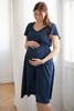 Sukienka ciążowa i do karmienia Lovely Dress Midi krótki rękaw granatowa w groszki