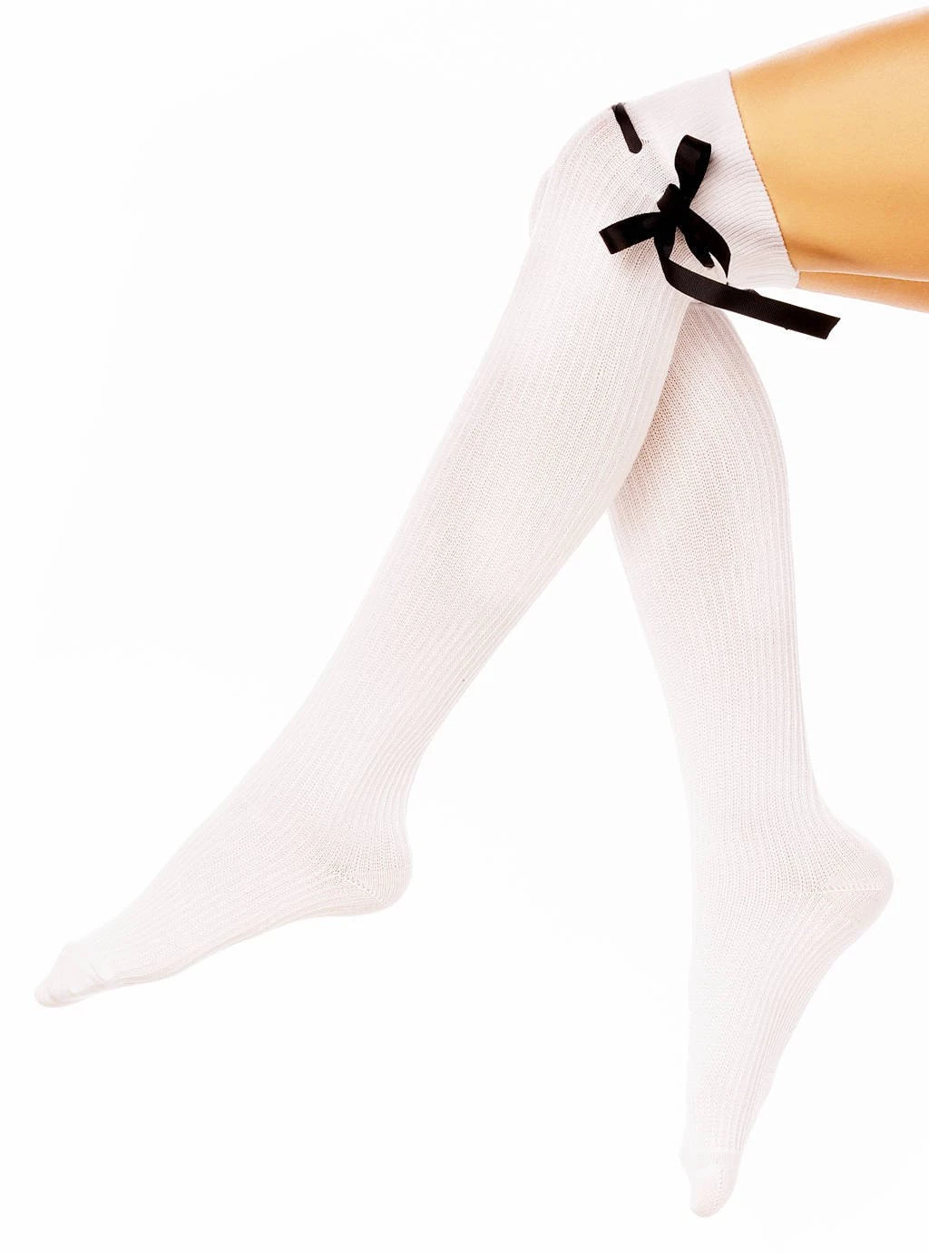 Zakolanówki z Wstążką - Biała