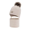 Czapka i komin dla chłopca zimowy komplet, beżowy, 100% wełniany merino,  podszyty bawełną, Snorin