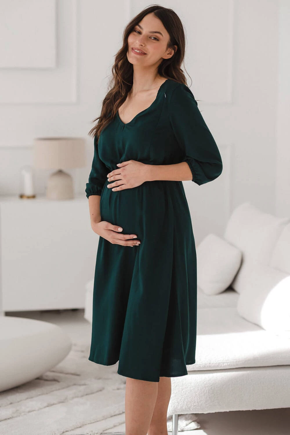 Sukienka ciążowa i do karmienia Lovely Dress Midi rękaw 3/4 morska