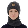 Czapka i komin dla chłopca, jesienny, wiosenny komplet szary 100% wełniany merino Vanto