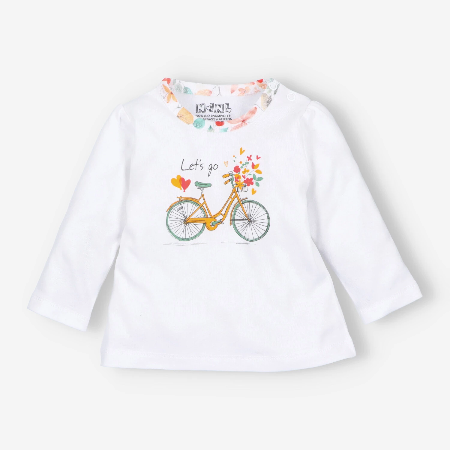 Bluzka niemowlęca Bicycle z bawełny organicznej dla dziewczynki - biała
