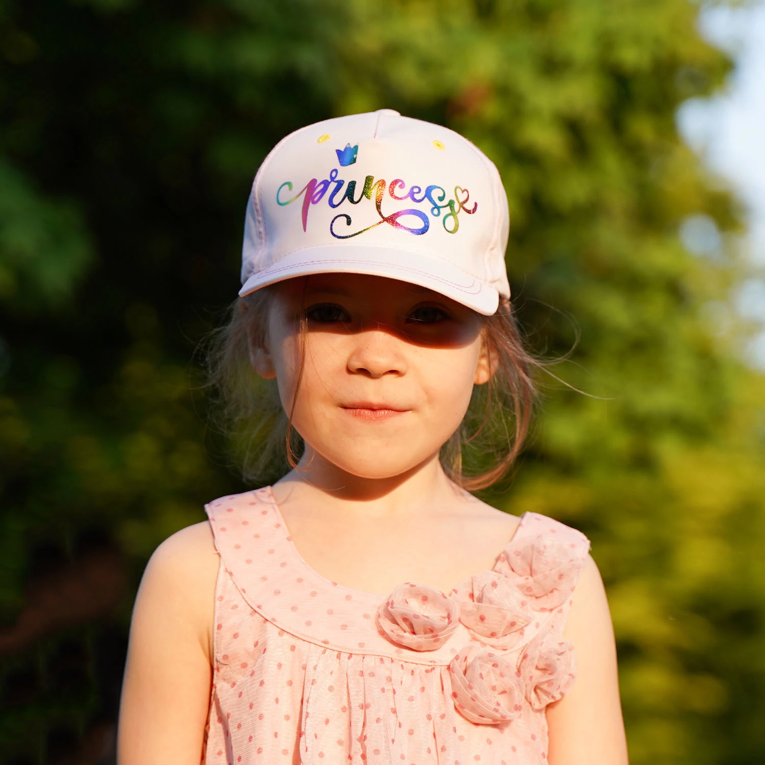 Czapka z daszkiem dla dziewczynki, ciemnoszara, bawełniana Princess