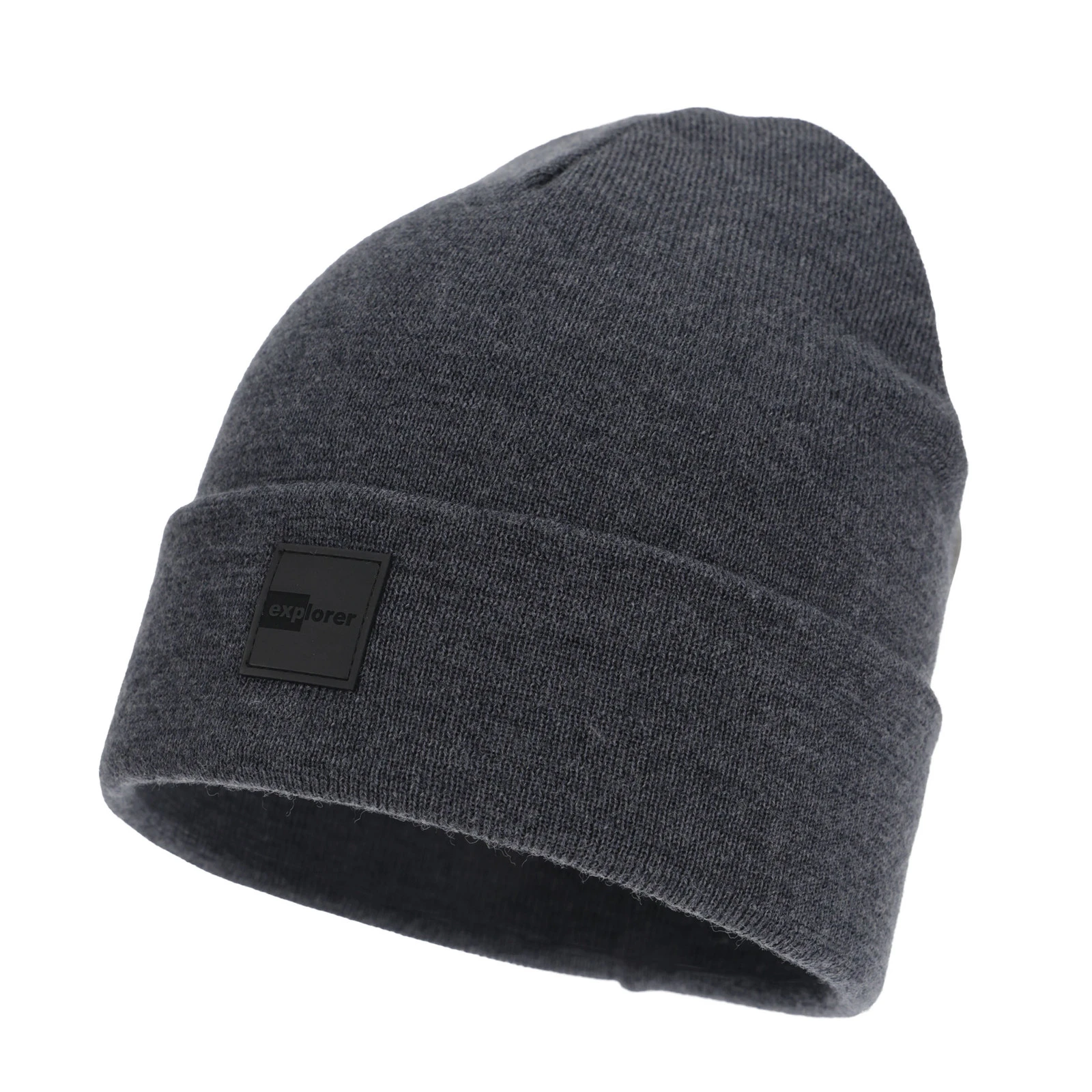 Czapka zimowa męska, dwuwarstwowa, szara, 100% wełniana merino, Flims