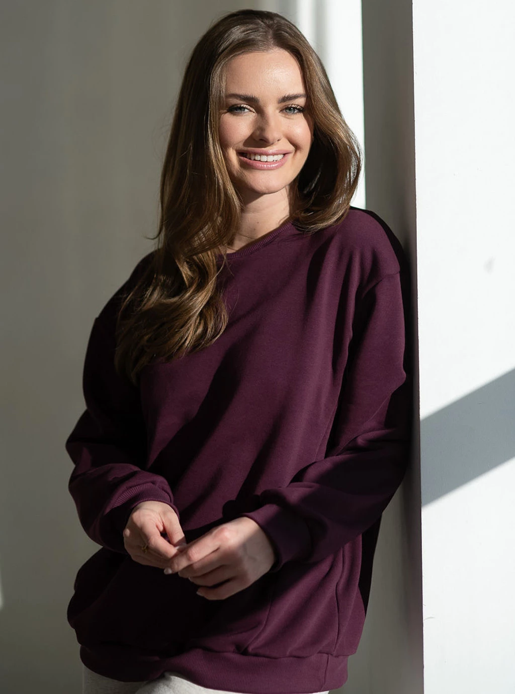 Bluza ciążowa i do karmienia oversize Milk It Easy! mauve wine