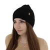Czapka jesienna, zimowa damska, czarna, wełna merino z kaszmirem, Alineta
