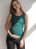 Koszulka ciążowa do karmienia w prążki na ramiączkach Tummy butelkowa zieleń