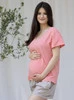 T-shirt do karmienia OVERSIZE LOVE brzoskwiniowy