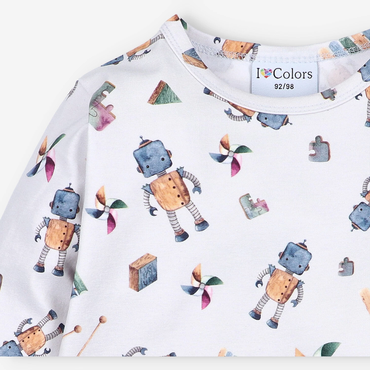 Bluzka Chłopięca Z Długim Rękawem Roboty Biała