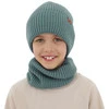 Czapka i komin dla chłopca, zimowy komplet, 100% wełniany merino, niebieski Serimo