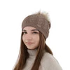 Czapka zimowa damska, ciemnobeżowa, z wełną merino Bafi